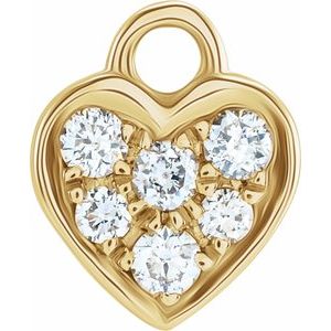 14K Yellow Petite Pavé™ .06 CTW Natural Diamond Heart Dangle