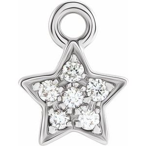 14K White Petite Pavé™ .03 CTW Natural Diamond Star Dangle