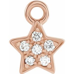 14K Rose Petite Pavé™ .03 CTW Natural Diamond Star Dangle