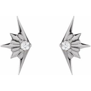14K White .03 CTW Natural Diamond Starburst Earrings