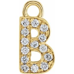 14K Yellow Petite Pavé™ .05 CTW Natural Diamond Initial B Dangle