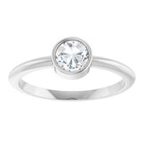 14K White 3/8 CT Rose-Cut Natural Diamond Stackable Ring