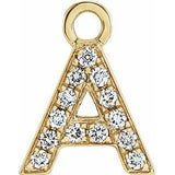 14K Yellow Petite Pavé™ .05 CTW Natural Diamond Initial A Dangle