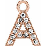 14K Rose Petite Pavé™ .05 CTW Natural Diamond Initial A Dangle
