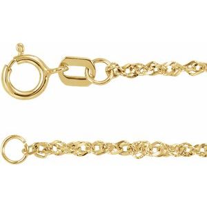 14K Yellow 1.7 mm Diamond-Cut Singapore 16" Chain