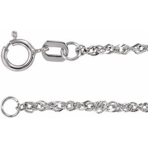 14K White 1.7 mm Diamond-Cut Singapore 7 1/2" Chain