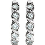 14K White 1/10 CTW Natural Diamond 9 mm Hoop Earrings