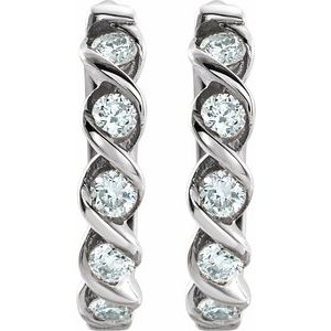 14K White 1/10 CTW Natural Diamond 9 mm Hoop Earrings