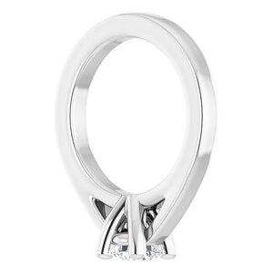 14K White .03 CT Natural Diamond Tiny Solitaire Ring Dangle