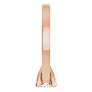 14K Rose .03 CT Natural Diamond Tiny Solitaire Ring Dangle