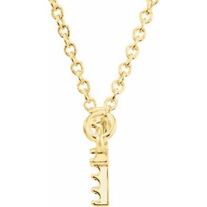 14K Yellow .07 CTW Natural Diamond Sideways Cross 16-18" Necklace