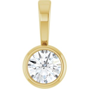 14K Yellow .06 CT Natural Diamond Bezel-Set Solitaire Pendant