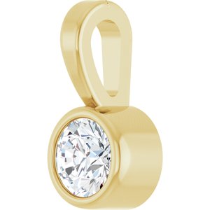 14K Yellow .06 CT Natural Diamond Bezel-Set Solitaire Pendant