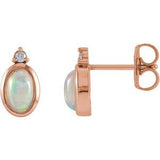 14K Rose Natural Ethiopian Opal & .03 CTW Natural Diamond Bezel-Set Earrings