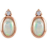 14K Rose Natural Ethiopian Opal & .03 CTW Natural Diamond Bezel-Set Earrings