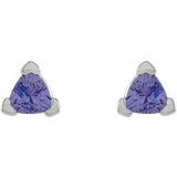 14K White 3 mm Trillion Natural Tanzanite V-Prong Earrings