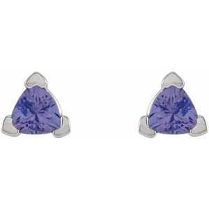 Sterling Silver 3 mm Trillion Natural Tanzanite V-Prong Earrings