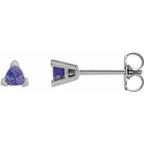 Platinum 3 mm Trillion Natural Tanzanite V-Prong Earrings