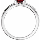 14K White Natural Mozambique Garnet Family Stackable Ring