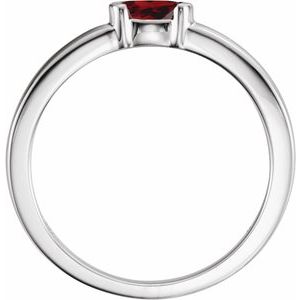 Sterling Silver Natural Mozambique Garnet Family Stackable Ring