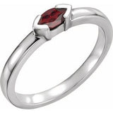 Sterling Silver Natural Mozambique Garnet Family Stackable Ring
