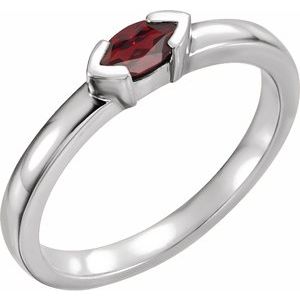Sterling Silver Natural Mozambique Garnet Family Stackable Ring