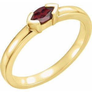 14K Yellow Natural Mozambique Garnet Family Stackable Ring