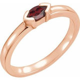 14K Rose Natural Mozambique Garnet Family Stackable Ring