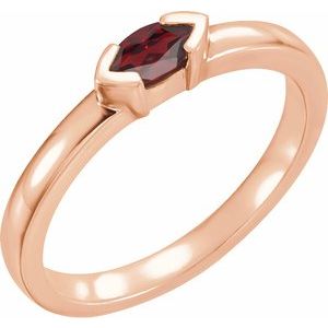 14K Rose Natural Mozambique Garnet Family Stackable Ring
