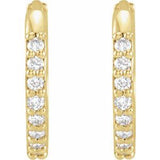 14K Yellow 1/8 CTW Natural Diamond Hinged 12.5 mm Hoop Earrings
