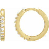 14K Yellow 1/8 CTW Natural Diamond Hinged 12.5 mm Hoop Earrings