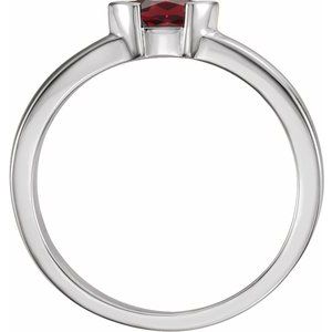 Sterling Silver Natural Mozambique Garnet Family Stackable Ring
