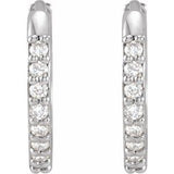 Platinum 1/8 CTW Natural Diamond Hinged 12.5 mm Hoop Earrings