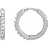 Platinum 1/8 CTW Natural Diamond Hinged 12.5 mm Hoop Earrings