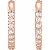14K Rose 1/8 CTW Natural Diamond Hinged 12.5 mm Hoop Earrings