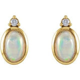 14K Yellow Natural Ethiopian Opal & .06 CTW Natural Diamond Bezel-Set Earrings