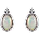 Platinum Natural Ethiopian Opal & .03 CTW Natural Diamond Bezel-Set Earrings