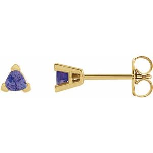 14K Yellow 3 mm Trillion Natural Tanzanite V-Prong Earrings