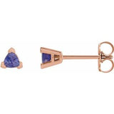 14K Rose 3 mm Trillion Natural Tanzanite V-Prong Earrings