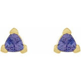 14K Yellow 3 mm Trillion Natural Tanzanite V-Prong Earrings
