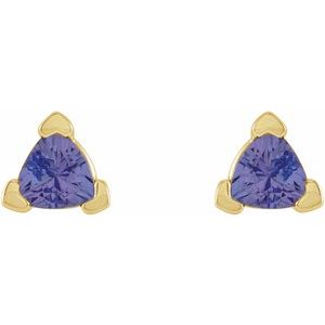 14K Yellow 3 mm Trillion Natural Tanzanite V-Prong Earrings