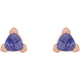 14K Rose 3 mm Trillion Natural Tanzanite V-Prong Earrings