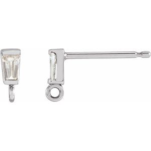 14K White 1/10 CT Natural Diamond Channel-Set Earring Top