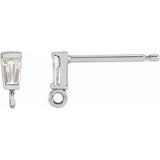 Platinum 1/10 CT Natural Diamond Channel-Set Earring Top