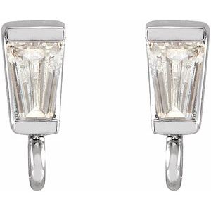 14K White .06 CT Natural Diamond Channel-Set Earring Top