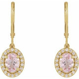 14K Yellow Natural Pink Morganite & 1/8 CTW Natural Diamond Earrings