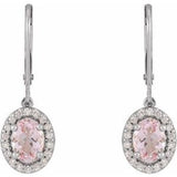 Sterling Silver Natural Pink Morganite & 1/8 CTW Natural Diamond Earrings