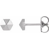 14K White Hexagon Earrings