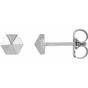 Platinum Hexagon Earrings