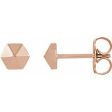 14K Rose Hexagon Earrings